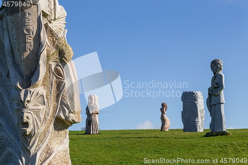 Image of Granite stone statues in Brittany Valley of the Saints