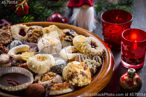 Image of Assortment of Christmas cookies with ornaments