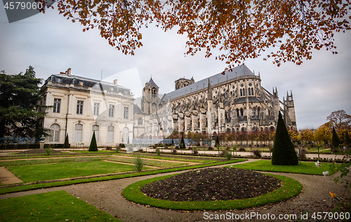 Image of Gardens and Bourges Cathedral  in autumn