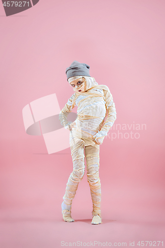 Image of Studio image of a young teen girl man bandaged,