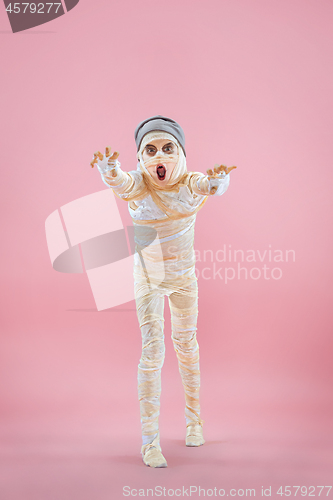 Image of Studio image of a young teen girl man bandaged,