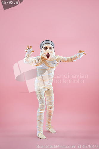 Image of Studio image of a young teen girl man bandaged,