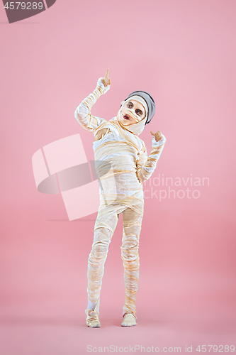 Image of Studio image of a young teen girl man bandaged,