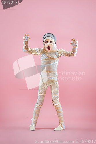 Image of Studio image of a young teen girl man bandaged,