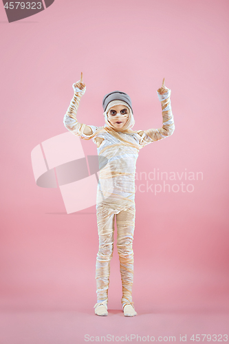 Image of Studio image of a young teen girl man bandaged,