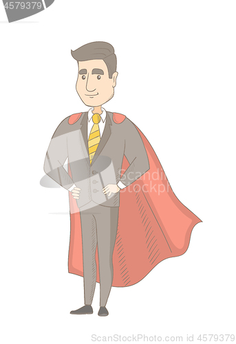 Image of Caucasian businessman dressed as a superhero.