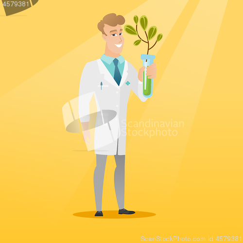 Image of Scientist with test tube vector illustration.