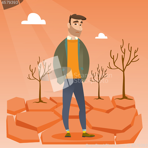 Image of Sad man in the desert vector illustration.