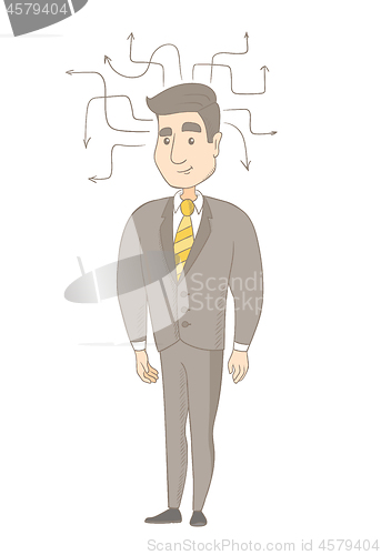 Image of Young caucasian businessman thinking.