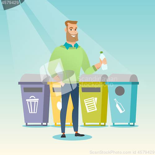 Image of Man throwing away plastic bottle.