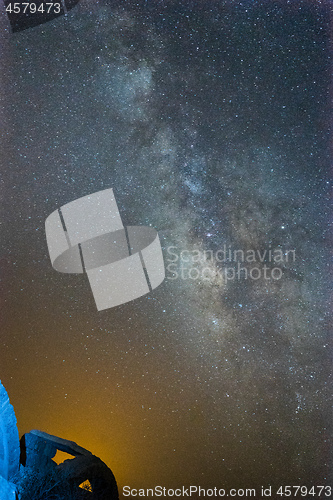 Image of Milky Way and ruins in Israel