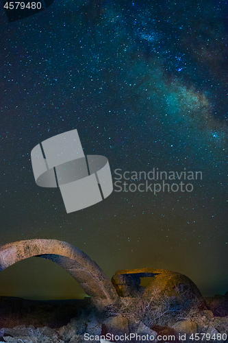 Image of Milky Way and ruins in Israel