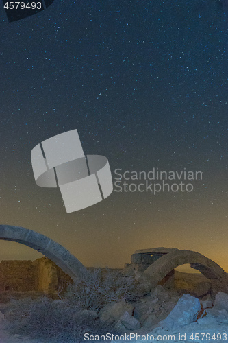 Image of Milky Way and ruins in Israel