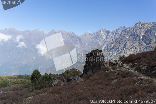 Image of Nepal trek in nature reserve valley