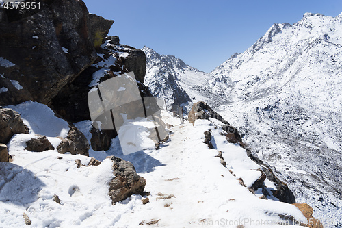 Image of Snow mountains peak in Nepal Himalaya 