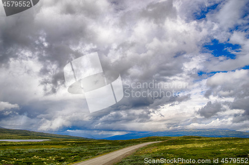 Image of Dramatic norwegian landscape in cold summer