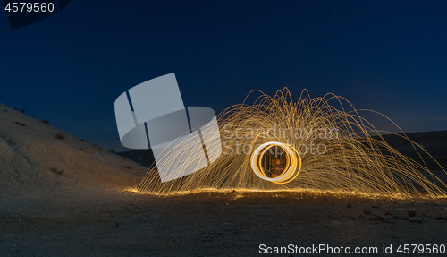 Image of Light painting in desert