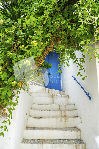Image of Aged Blue door in Andalusian style from Sidi Bou Said