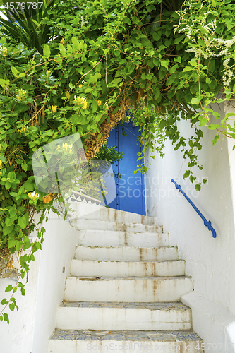 Image of Aged Blue door in Andalusian style from Sidi Bou Said
