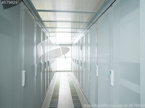 Image of modern server room with white servers