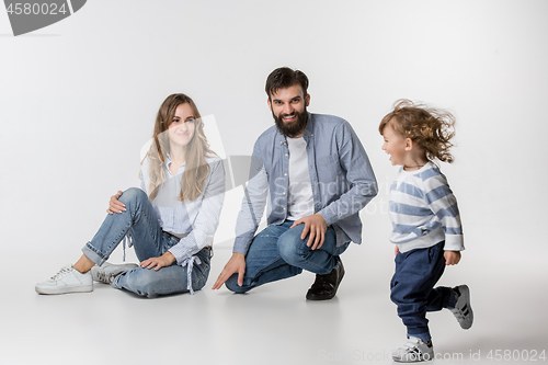 Image of A happy family on white background