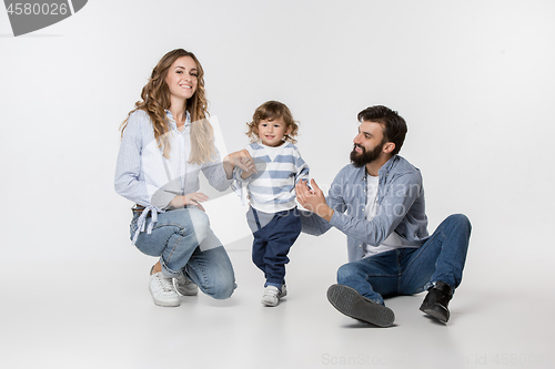 Image of A happy family on white background