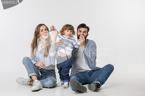 Image of A happy family on white background