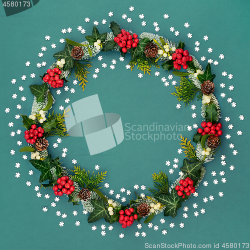 Image of Winter and Christmas Wreath  