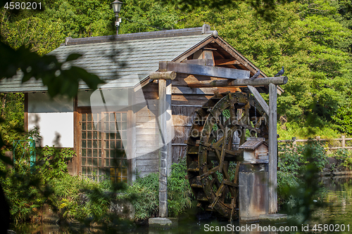 Image of Old wooden mill in japanese style in Tokyo.