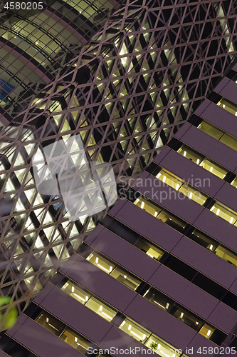 Image of Modern architecture. Graphical geometric pattern on Tokyo skyscrapers.