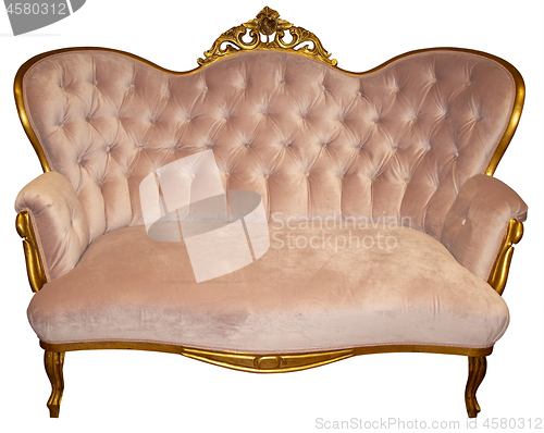 Image of Pink vintage style sofa isolated on white background