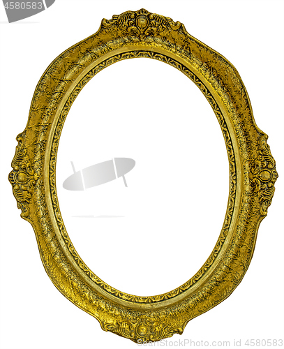 Image of Antique gilded oval Frame Isolated on white 