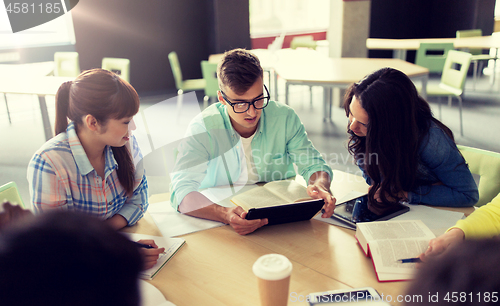 Image of group of high school students with tablet pc