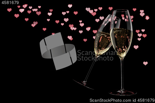 Image of champagne glasses Valentine\'s Day clink glasses