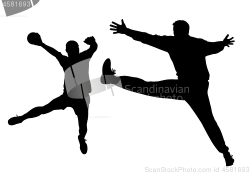 Image of Handball player and goalkeeper