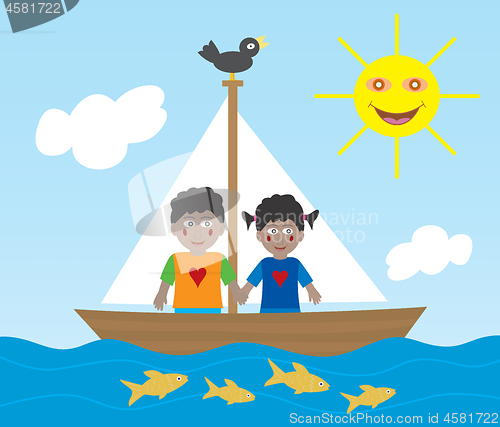 Image of African American kids on sailing adventure