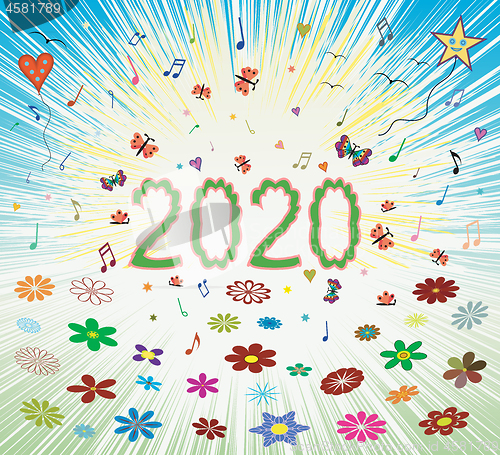 Image of Happy spring summer 2020 sunrise background