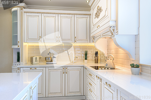 Image of neoclassic style luxury kitchen interior