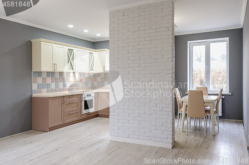 Image of Luxury modern provence styled grey, pink and cream kitchen interior