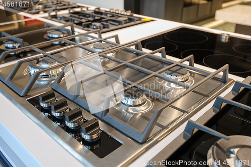 Image of Brand new gas stove in store showroom