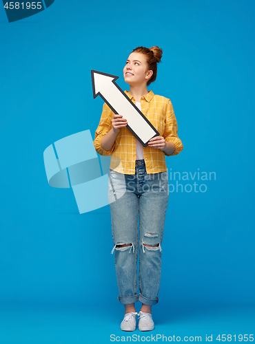 Image of teenage girl with arrow shows north west direction