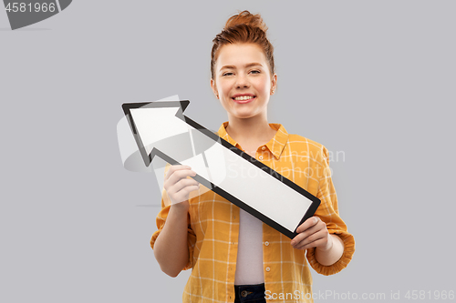 Image of teenage girl with arrow shows north west direction