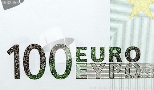Image of One hundred euros, green color