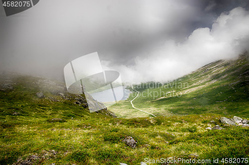 Image of Dramatic norwegian landscape in cold summer