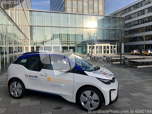 Image of The energy company EnBW (Energie Baden Wuerttemberg) is showcasing its fleet of electric cars on their premises in Stuttgart.