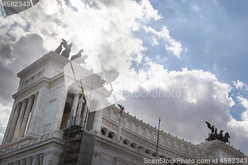 Image of The Roman Senate Building on the sky background.