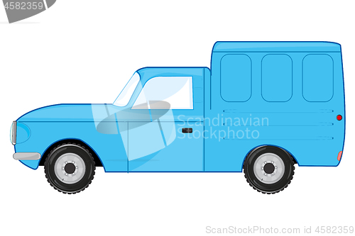 Image of Passenger car with box on white background is insulated