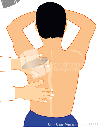 Image of Vector illustration of the back of the person who do massage of the back