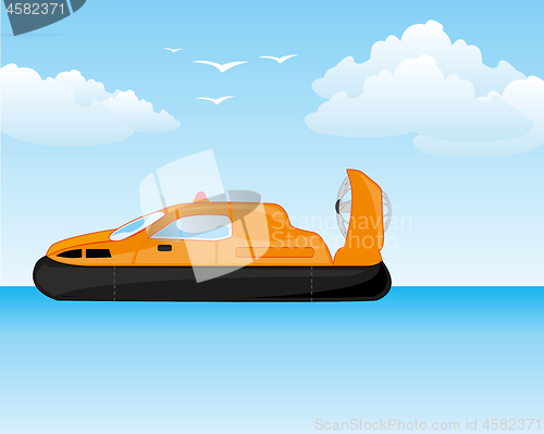 Image of Hovercraft on background of the nature seaborne