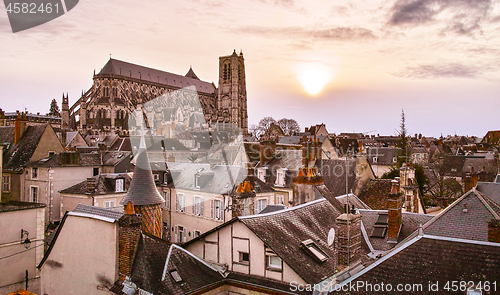 Image of Bourges city and the cathedral seen from the roofs